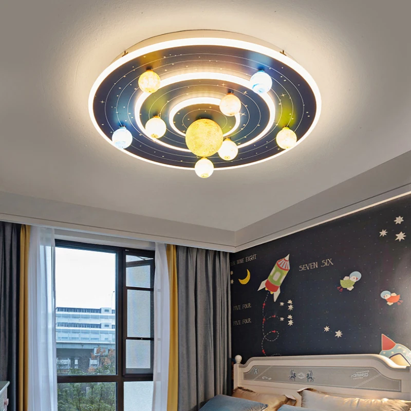 Imagem -03 - Modern Creative Galaxy Planet Lâmpada Crianças Quarto Lâmpadas de Teto Quente Romântico Menino Menina Quarto Princesa Quarto Decoração Luzes de Teto