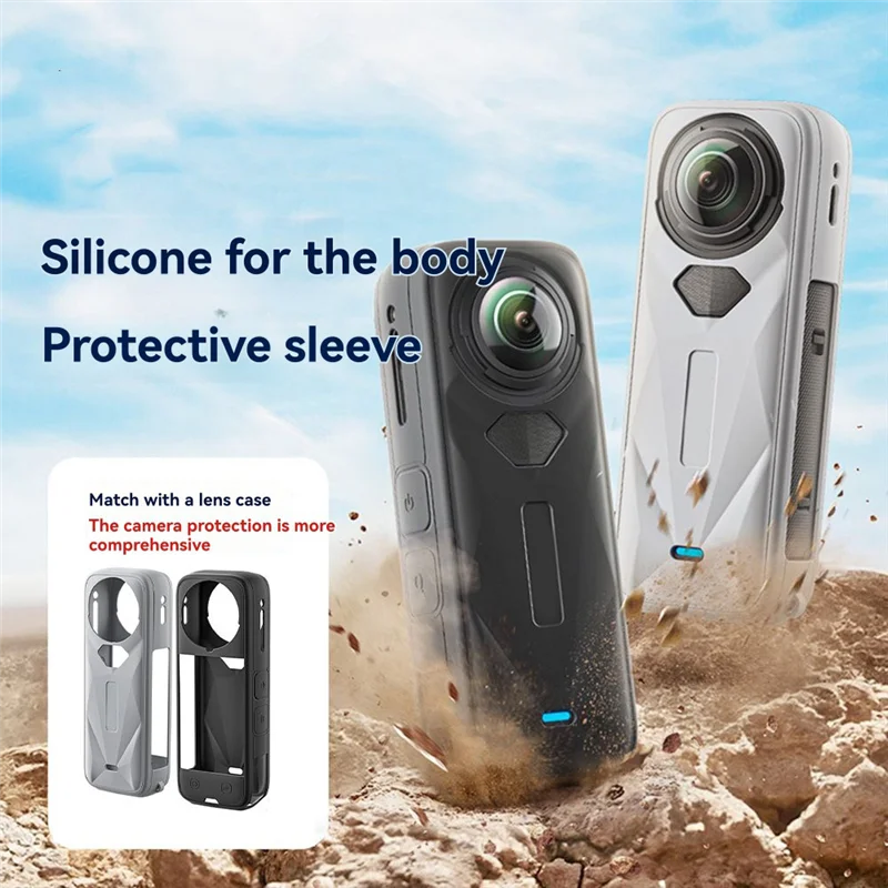 

A92Z Silicone Protective Case For Insta360 X5 Silicone Cover For Sports Camera Dust And Dirt Resistant Collision Protection A