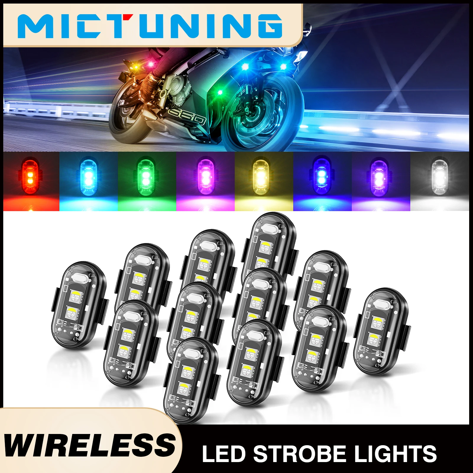 

MICTUNING Wireless Light Aircraft Airplane Helicopter Warning Lights,Rechargeable LED Strobe Lights Car Motorcycle Light