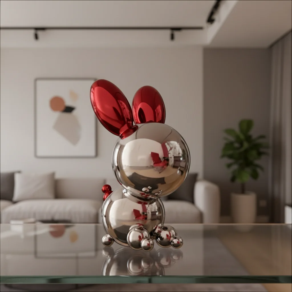 za-Modern Art Decorative Plated Stainless Steel Rabbit Sculpture Christmas Ornaments Personalized for Home Party Festival%