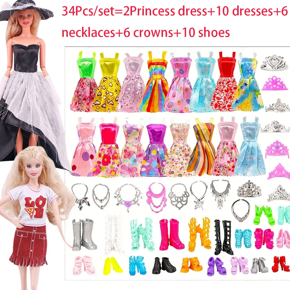 Accessori per bambole da 30 cm Abito da principessa multiplo Accessori quotidiani Grucce Scarpe Collane Occhiali per ragazza regalo festival da 11,8 pollici