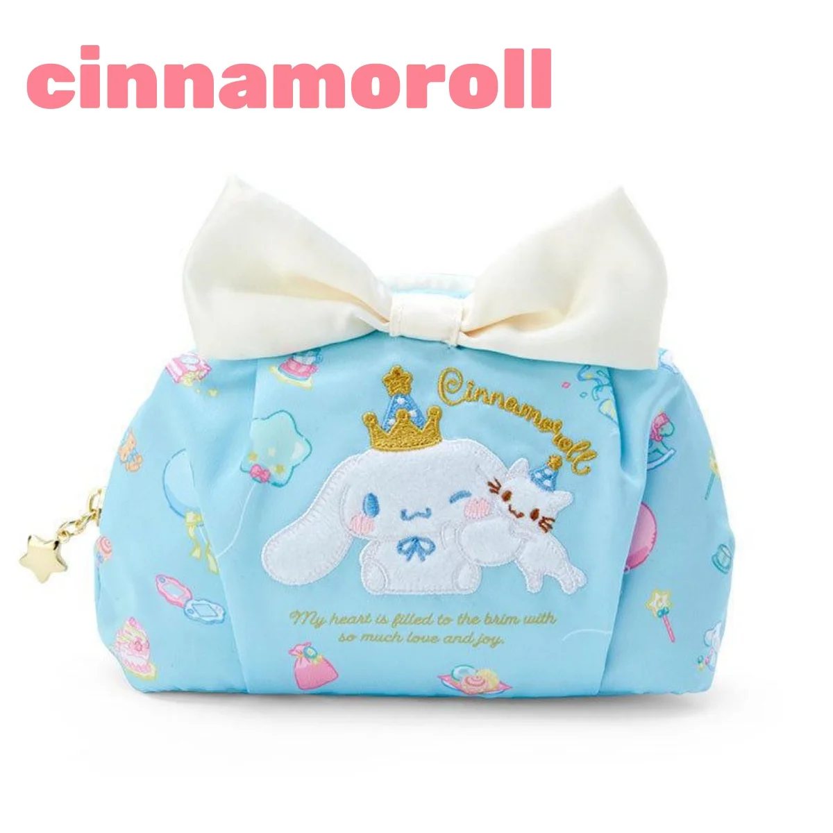 Японская косметичка Sanrio cinnamoroll с милым бантом, большая вместительная сумка для хранения с героями мультфильмов, косметичка, клатч, женский подарок на день рождения