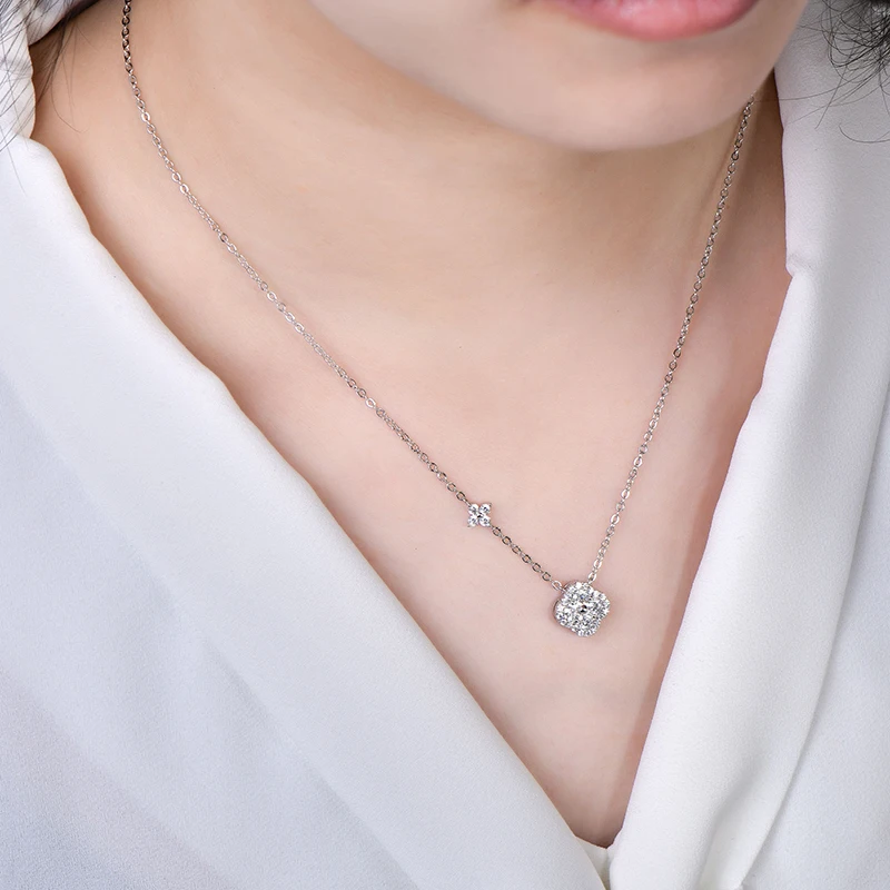3-in-1 Kleeblatt-Moissanit-Schmucksets, 14 Karat vergoldet, GRA-zertifiziert, Halskette, Ohrringe, Armband-Sets für Damen, Glücksbringer – Detail 8