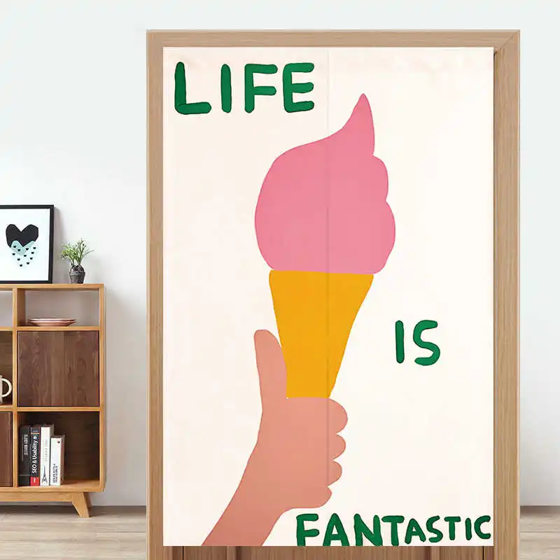 VIKAMA Flaming Finger You Are Powerful Inspirational Text Velcro Door Curtain Self Adhesive Bold Art Split Panel Soft Durable