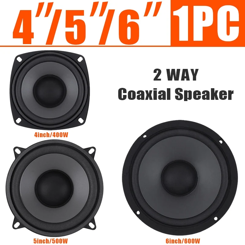 Car Speakers 4/5/6 Inch Vehicle Door Auto Audio Music Stereo Subwoofer Full Range Frequency 600W 2-Way Automotive Speakers
