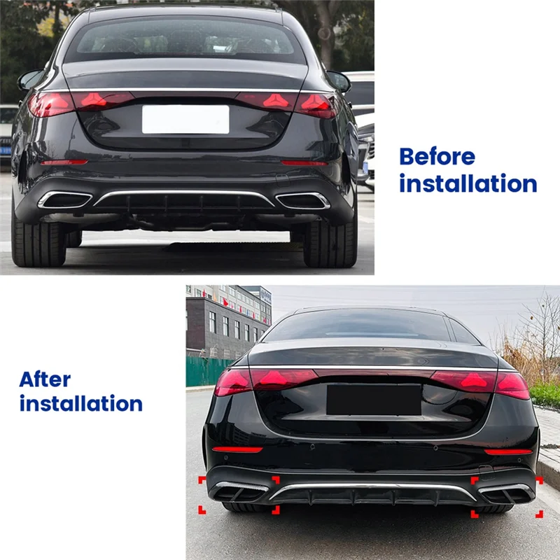 

Car Tail Throat Decor Frame For Mercedes-Benz E W214 2024+ Car Exhaust Pipe Trim Cover Stickers Spare Parts Glossy Black