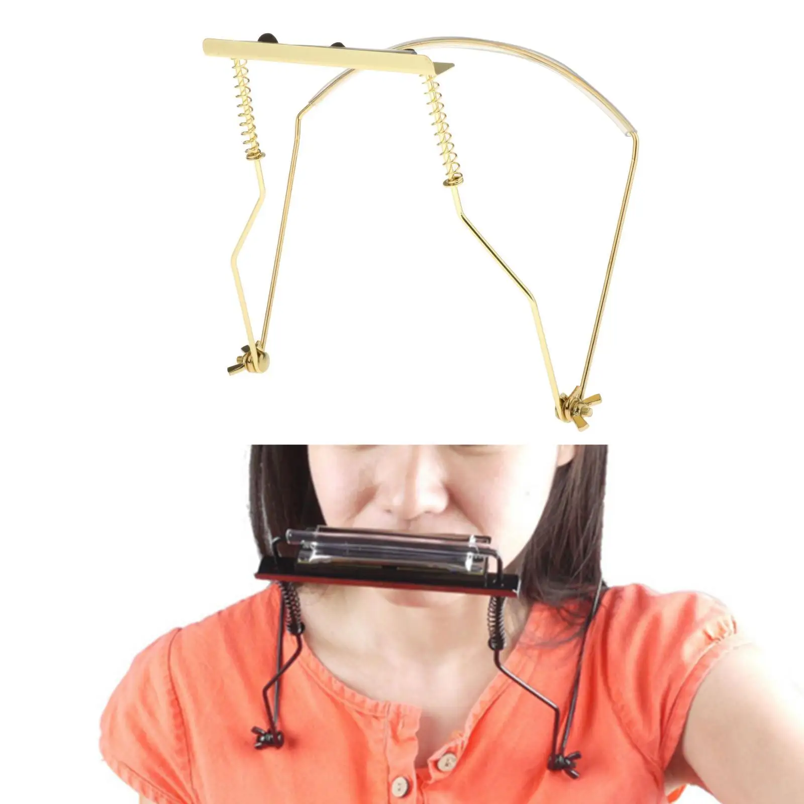 

Держатель для губной гармошки, регулируемый стальной музыкальный аксессуар без помощи рук для начинающих, играющий на рот, фортепиано или набор губной гармошки