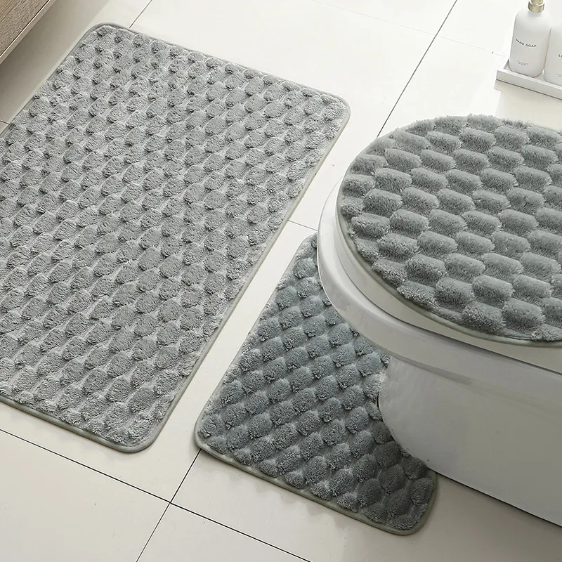 

Набор из 3 ковриков для туалета в классическом стиле: придверный коврик для дома и отеля, U-образный коврик для унитаза, противоскользящий коврик для ванной комнаты, коврик-накладка на унитаз