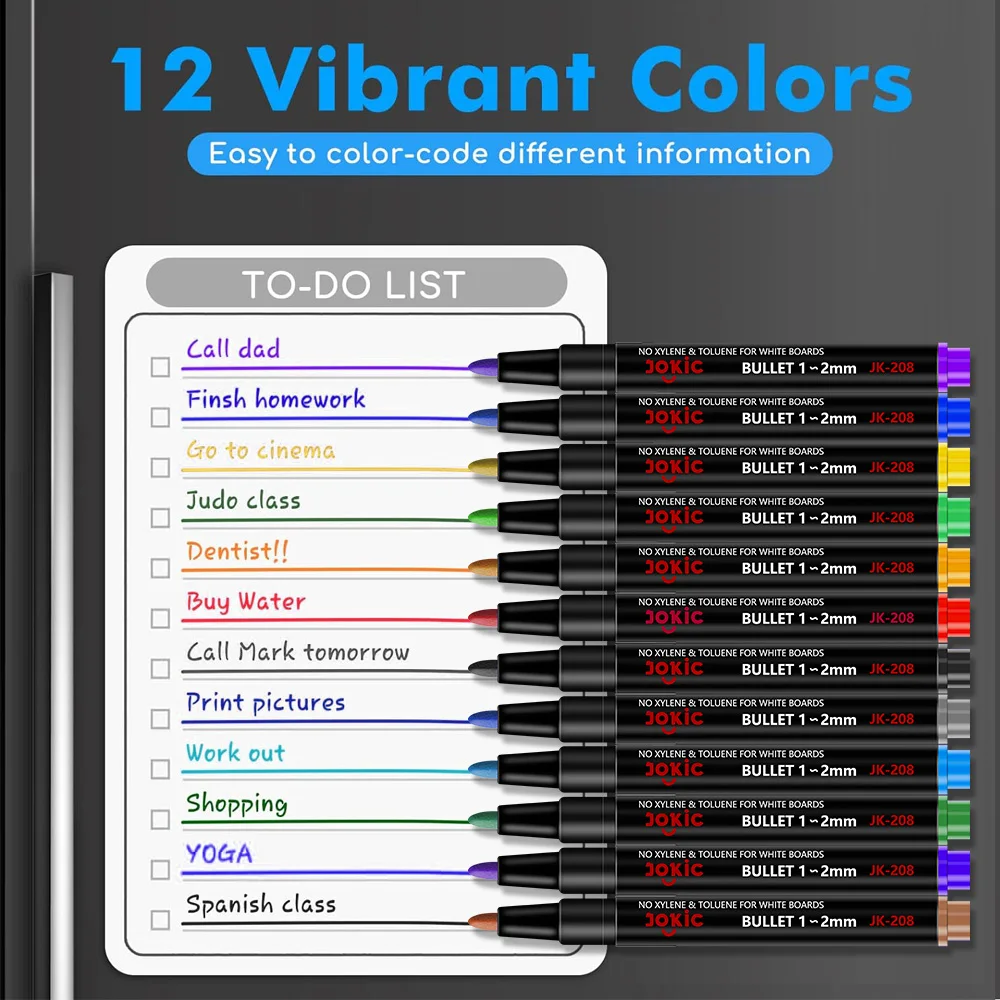 12 لون المدرسة الفصول الدراسية السبورة القلم الجاف الأبيض مجلس علامات المدمج في ممحاة طالب الأطفال قلم رسم القرطاسية