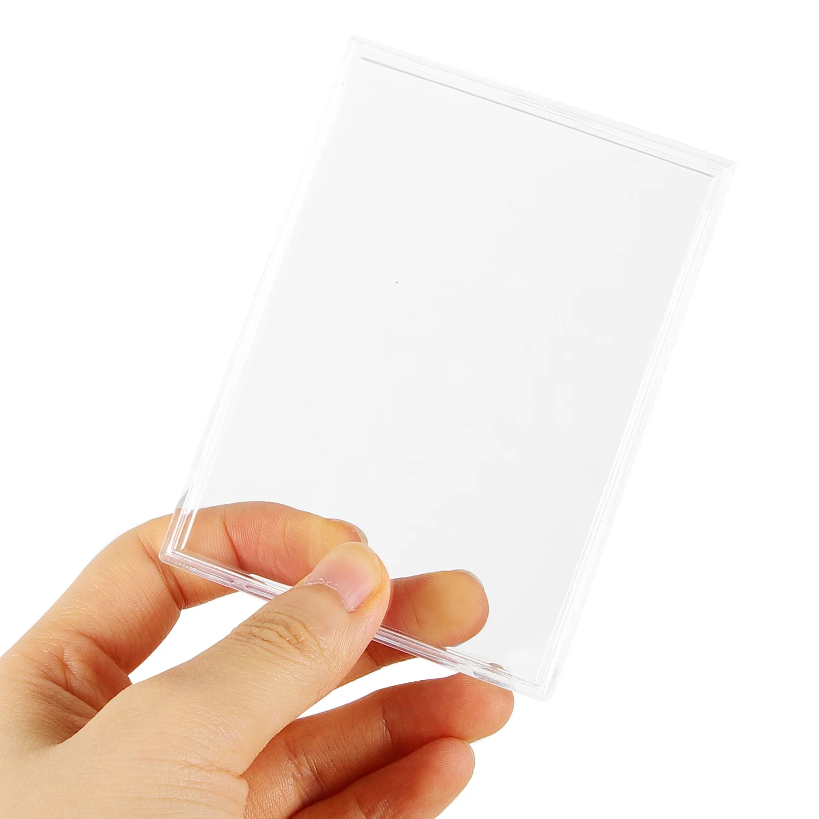 Caja de tarjetas de 10 Uds., estuche rígido de acrílico transparente para tarjetas de juego, protección comercial, resistente al agua, soporte reutilizable para exhibición
