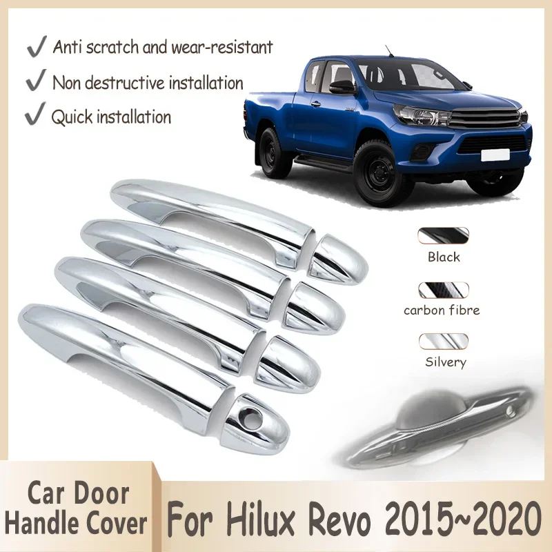 

Car Door Handle Cover For Toyota Hilux Revo MK8 2015~2020 Chrome Smart Car Exterior Handles Protective Sticker Auto Accessories