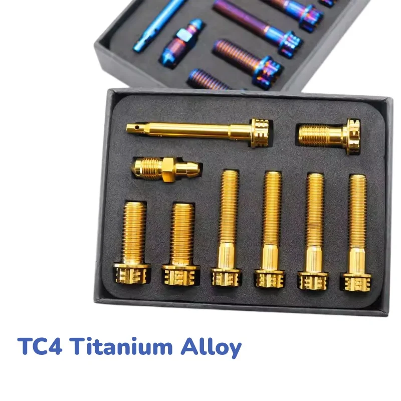 9-Piece Set TC4 Titanium Alloy Titanium Flange Bolt Brake Caliper Set Screws Motorcycle Modification With Titanium Screws