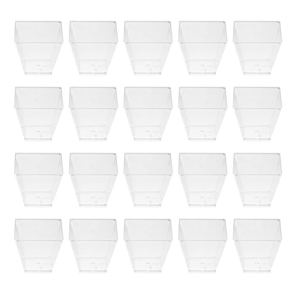 

80pcs Clear Dessert Transparent Plastic Appetizer Party Cake Storage Cups 60Ml Multi-Function Fruit Ice Cream Cups Trapezoid