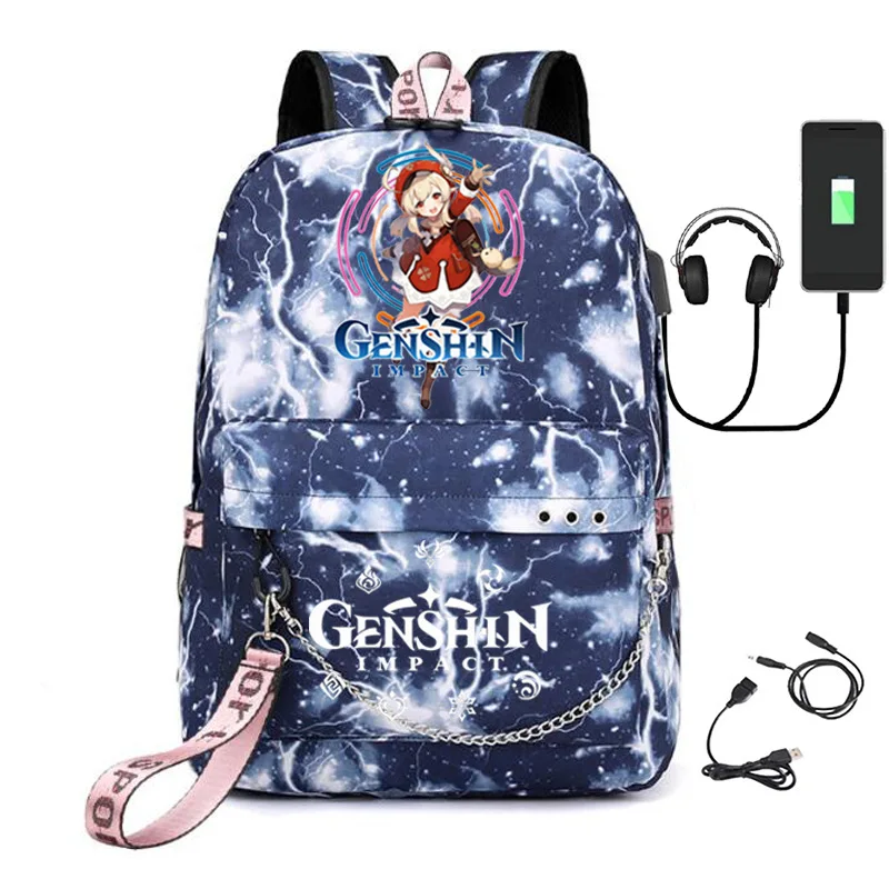 

Classic Funny New Genshin Impact USB Student School Bags Unisex Print Oxford Waterproof Notebook multifunction Travel Backpacks