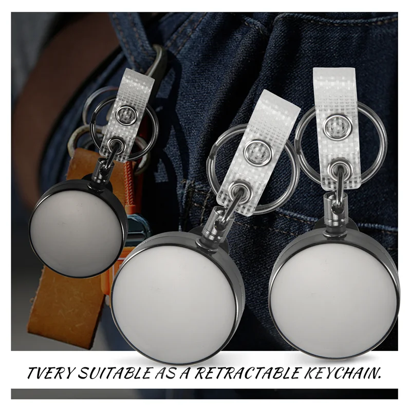 2 حزمة صغيرة الثقيلة حامل شارة قابل للسحب بكرة، حامل شارة الهوية المعدنية مع مشبك حزام حلقة رئيسية لسلسلة مفاتيح بطاقة الاسم (صغير