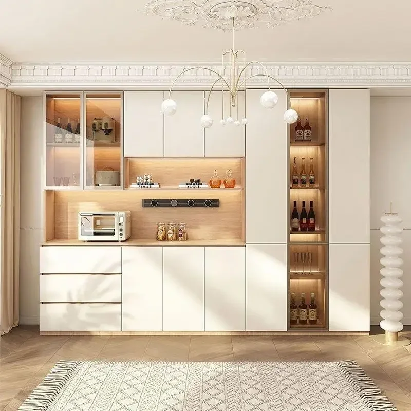 LSModern Sideboards Cabinet with 3 Drawers and 6 Door Household Kitchen Storage Tall Accent Chest  9 Compartments for Hallway