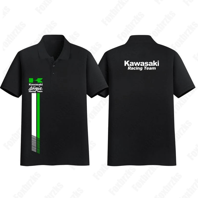 Polo de locomotiva garra demoníaca Kawasaki, motociclista, terno de ciclismo adulto, camiseta de algodão para menino, verão 24/25