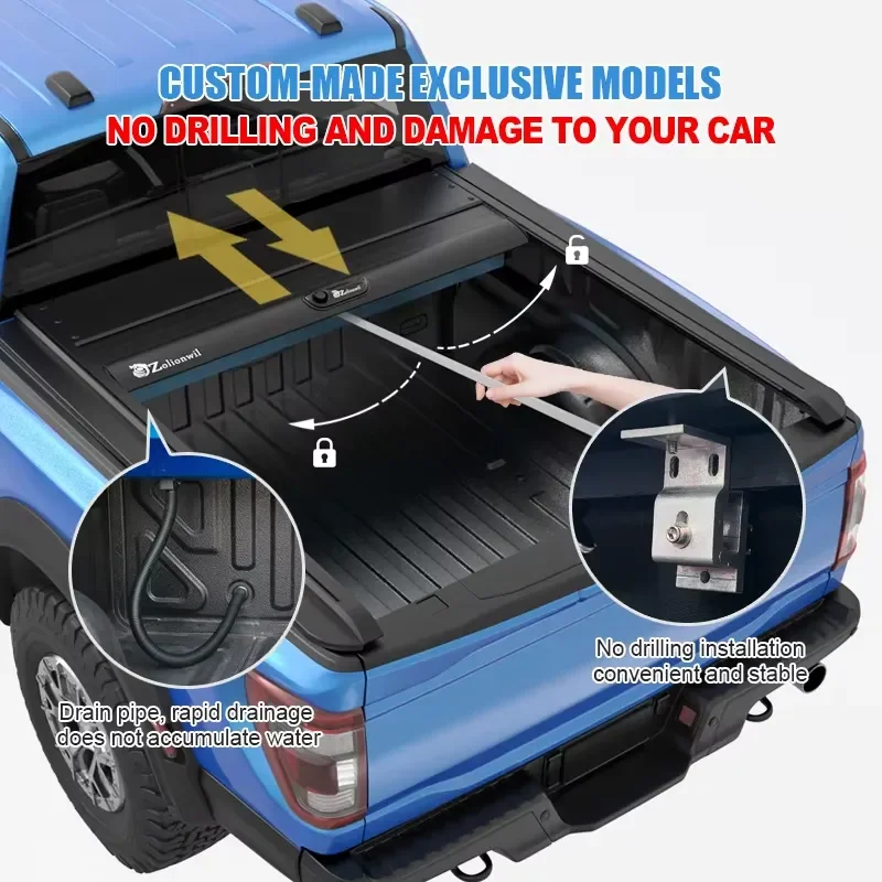 Zolionwil Aluminum Truck Bed Cover Hard Roll up Tonneau Cover for Pickup Truck for Dongfeng Ruiqi 6