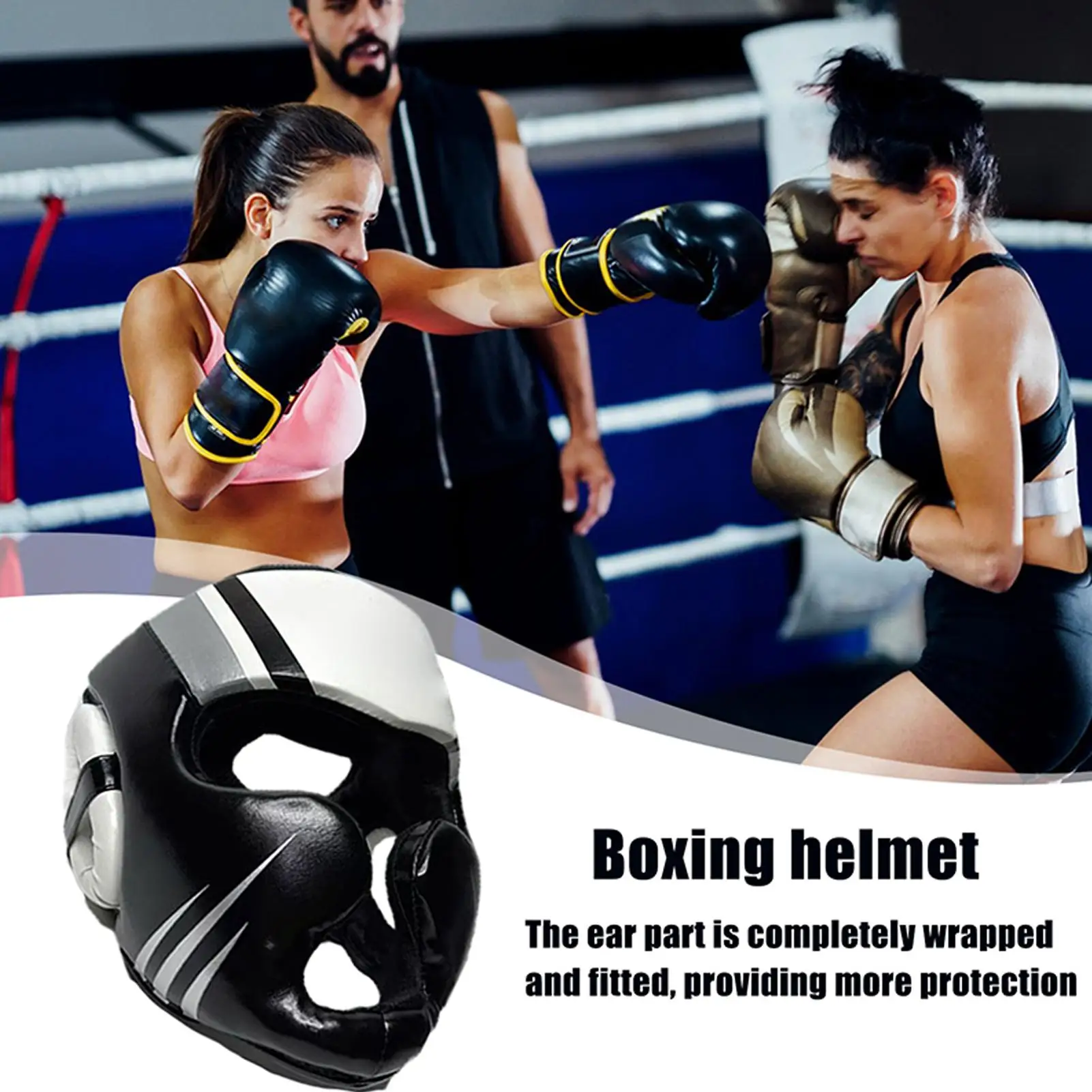 Muay Thai Headgear Full-Face Martial Arts Helmet Protective Head Guard Lightweight Safety Helmet Shock-Absorbing Training
