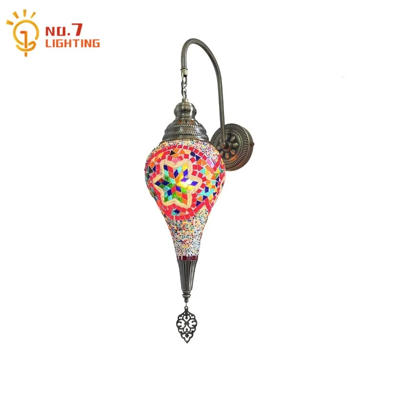 Turkey Design Vintage Balloon Handmade Mosaic Glass Wall Lamp LED E27 Home Decor Villa Restaurant Hotel Study Living/Model Room