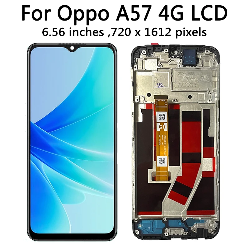 Pantalla A57 4G probada de 6,56 pulgadas para Oppo A57 4G LCD CPH2387 con pantalla de marco Panel táctil digitalizador piezas de repuesto