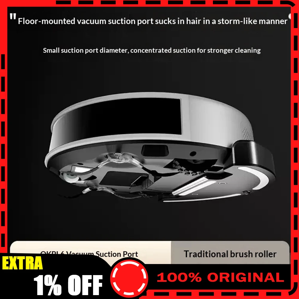 OKP L6 Sweeping Robot Vacuum DToF high precision navigation Robot Vacuum Cleaner Ground-attached vacuum suction port