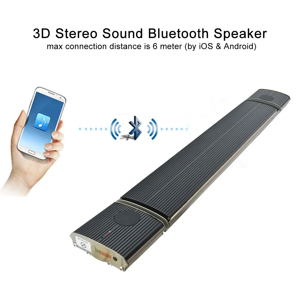 IP65 2400 واط JHheatsup التحكم عن بعد الأشعة تحت الحمراء سخانات مشعة مصباح في الهواء الطلق سخان الغرفة الشمسية مع مكبر الصوت سخان الصوت الكهربائية