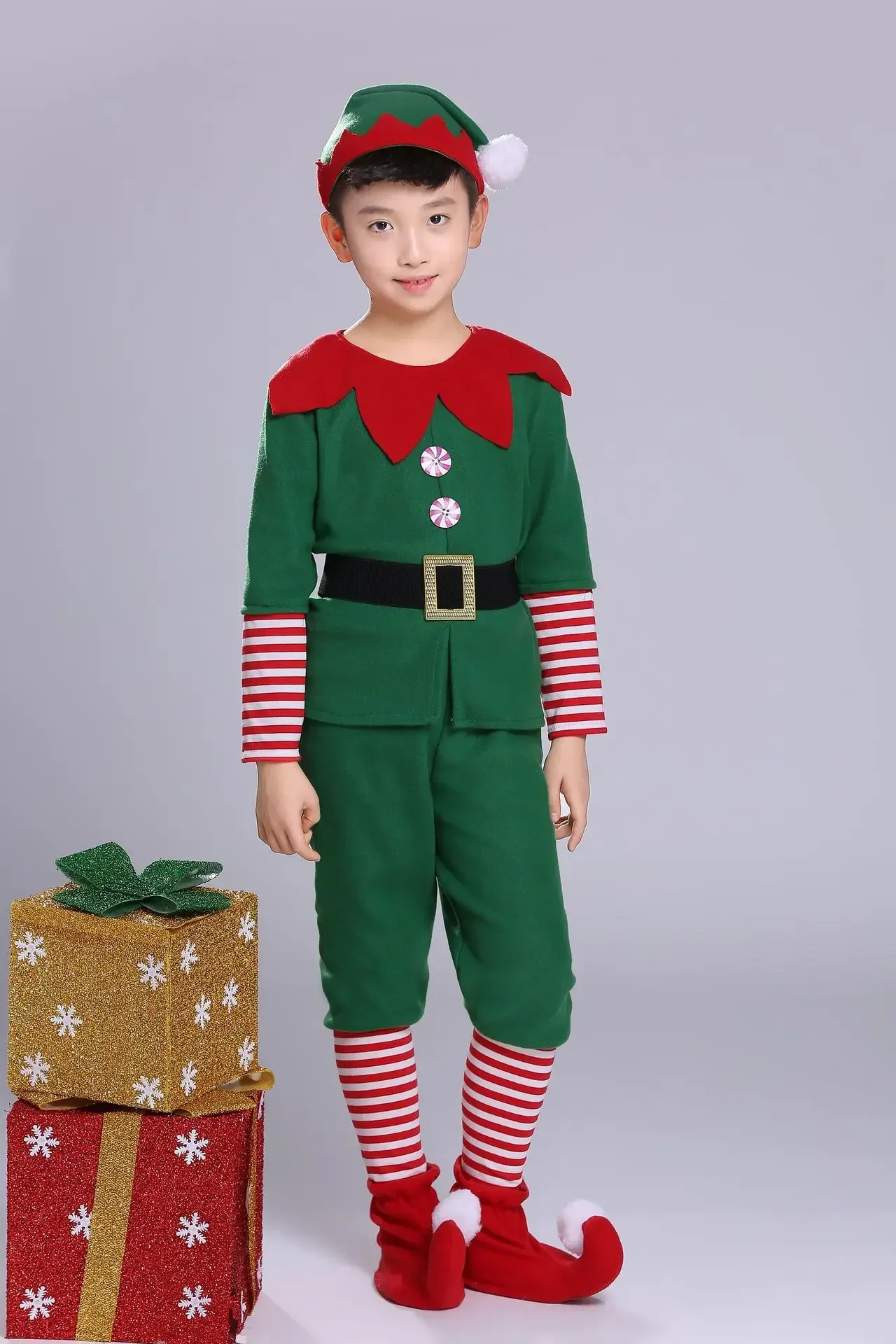 Świąteczny elf przebranie na karnawał dziewczyny Xmas święty mikołaj zielona sukienka elfa dla dzieci dorośli jednakowe stroje rodzinne odzież typu Cosplay