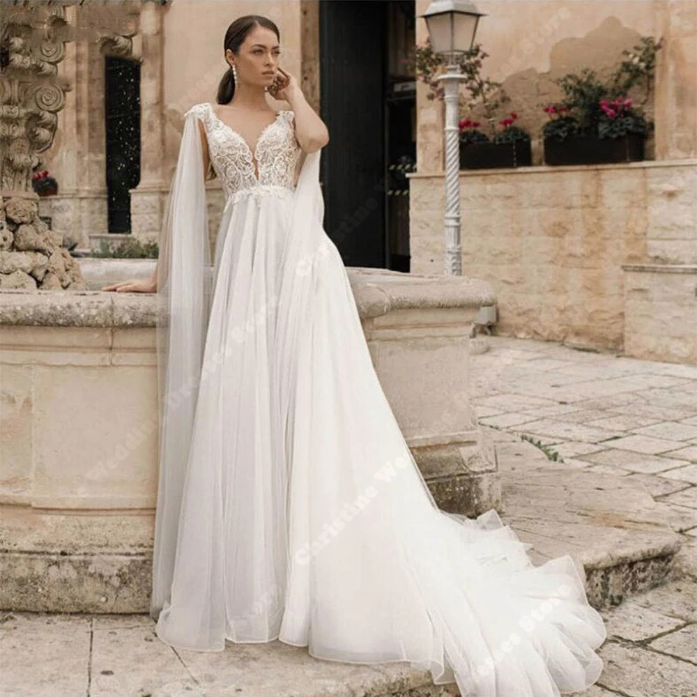 Robe de Mariée Sexy en Dentelle à Col en V pour Femme, Imprimé Floral, Dos aux, pour les Patients, Quelle que soit la Longueur du Balle de Remise de Diplôme, Éducative