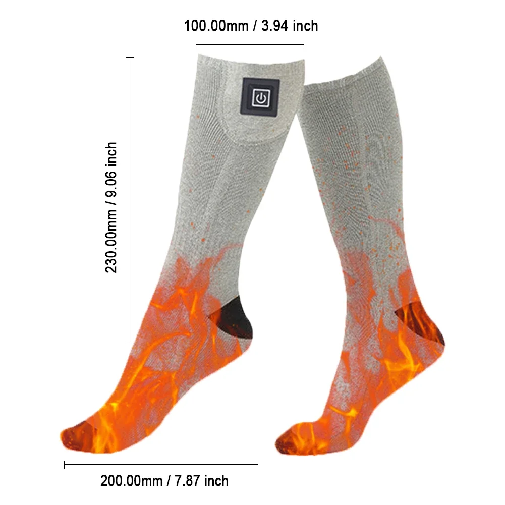 Electric Heated Socks 3 Level Temperature Rechargeable Cold-Proof Foot Warmers Fast Heating for Outdoor Activities Skiing