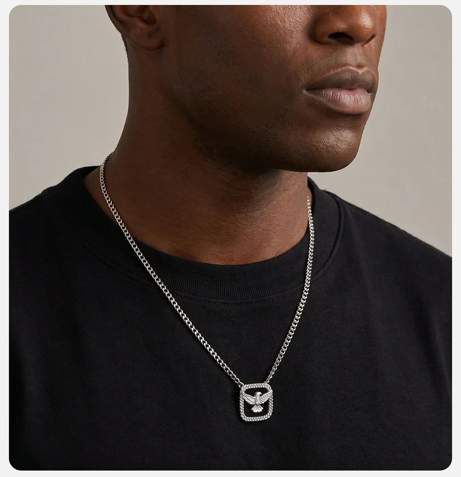 Vnox Herren Edelstahl Heiliger Geist Taube Anhänger Halskette Quadratischer Rahmen Christlich Religiöser Verstellbarer Panzerketten-Schmuck Geschenk – Detail 3