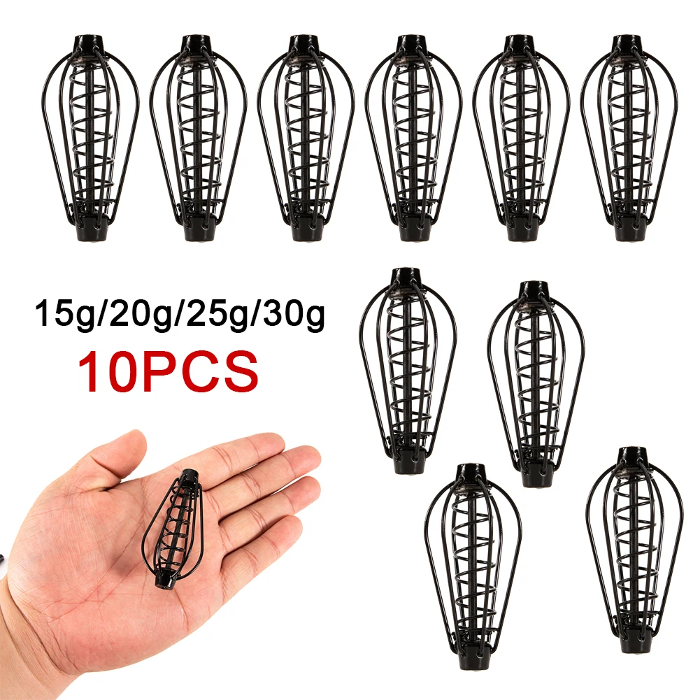 10PCS 15-30g Fishing Tackle Feeder Cage Round Lures Refill Rig Hook Bait Inline Wrap Case For Carp For Fishing Tools Accessories