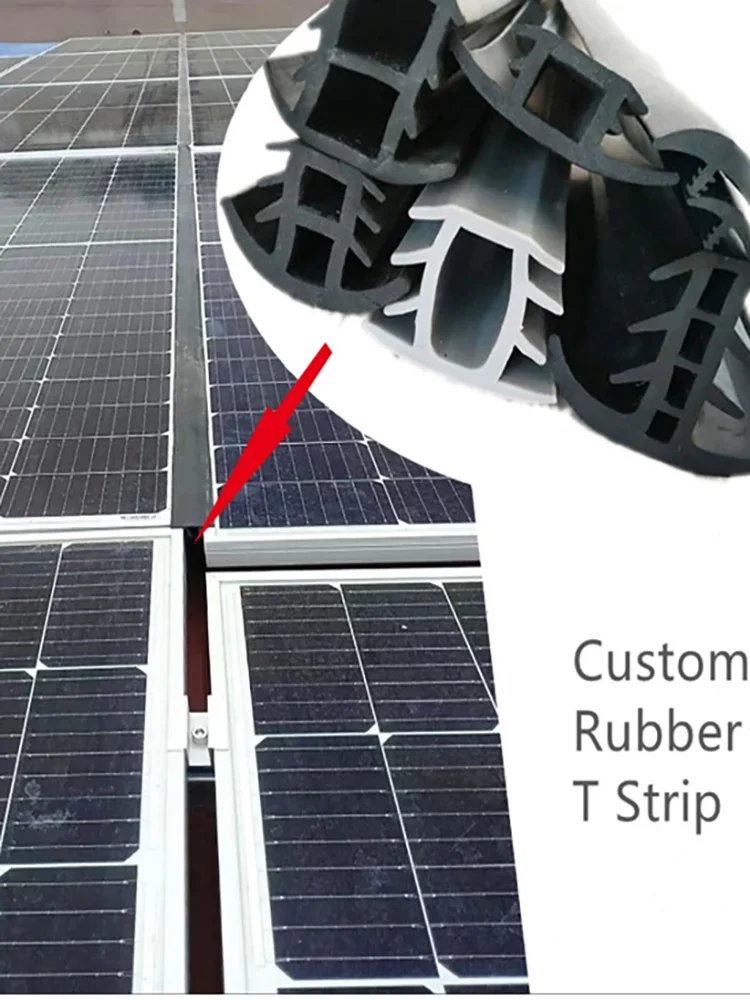 Sealing Strip Silicone EPDM Rubber T Strip For Solar Photovoltaic Bracket Metal Cable Trench Cover Monocrystalline Solar Panel