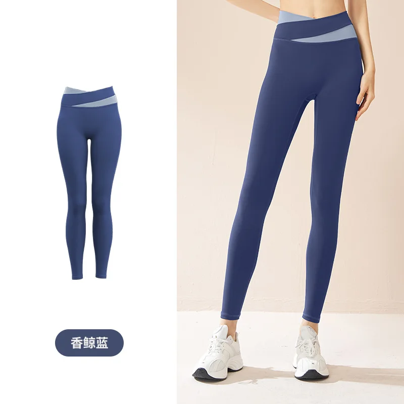 Pantalones de Yoga de empalme para mujer, pantalones elásticos de cintura alta para Fitness y correr