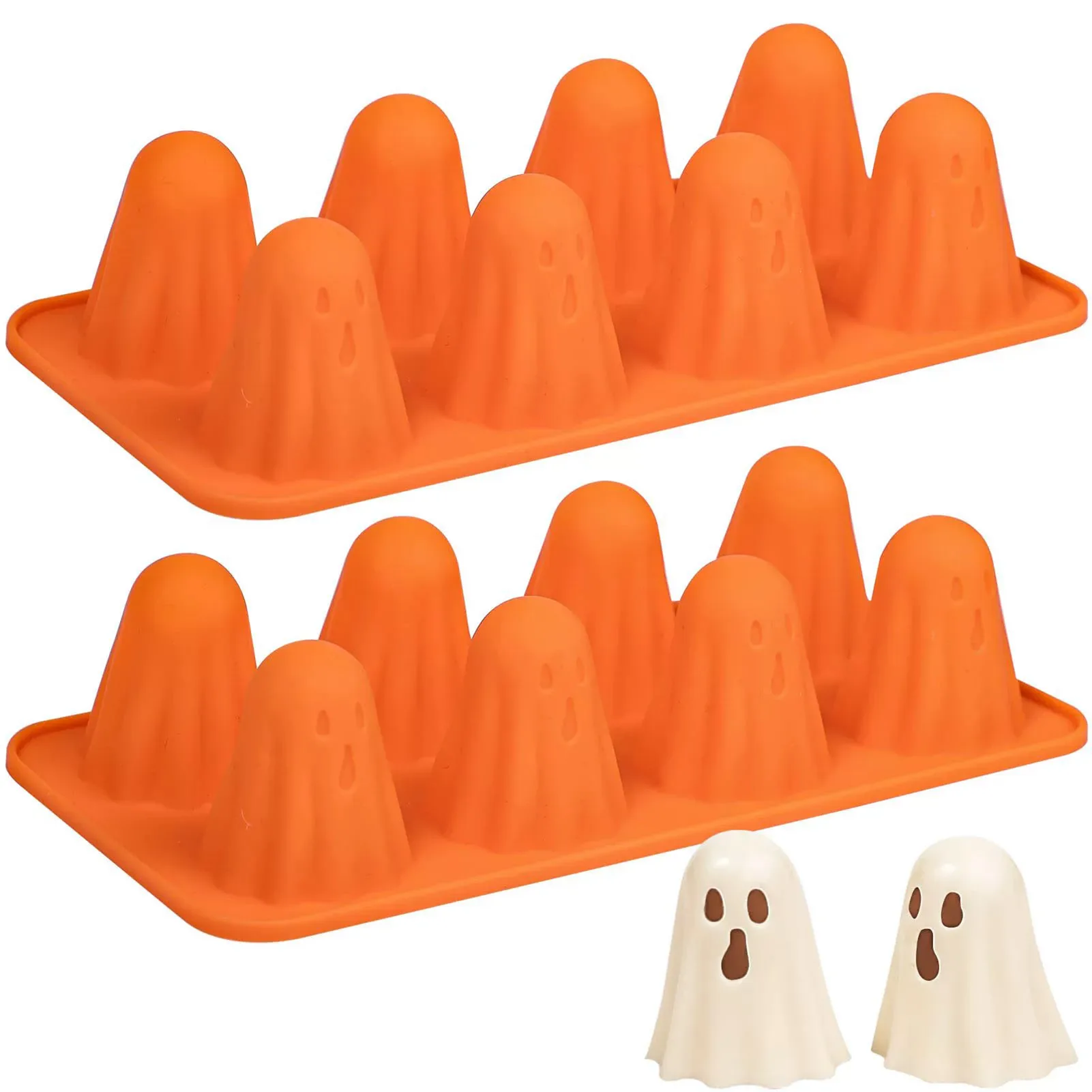 

Reusable Ghost Jello Mold Easy To Clean Orange Silicone Chocolate Mold Halloween Homemade Ghost Baking Mold for Gummy Candy
