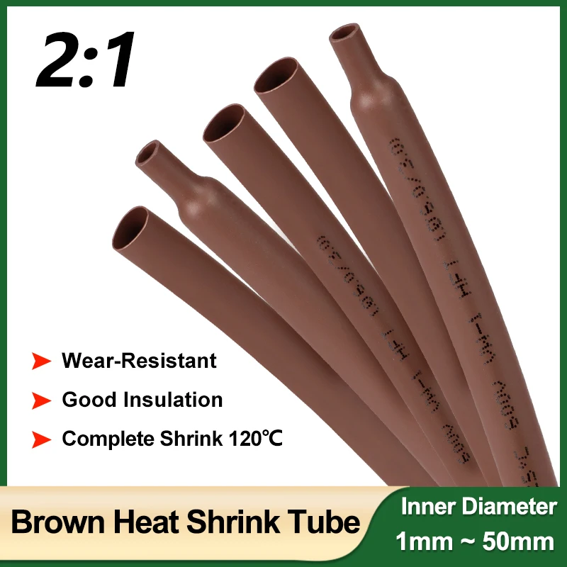 

2:1 Brown Heat Shrink Tube Diameter 1mm ~ 50mm Cable Waterproof Insulation Shrinkage Tubing DIY Connection Electrical Wire Wrap
