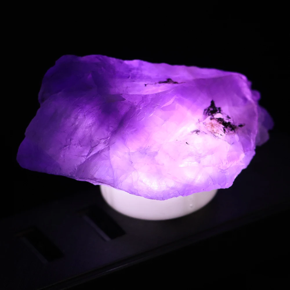 Natural Crystal Original Stone Night Light Reiki Healing Quartz Amethyst Fluorite Atmosphere Light Home Decoration Chirstma Gift