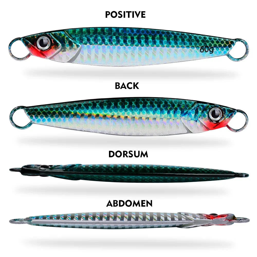 PROBEROS Luya Iron Plate Sea Fishing Metal Bionic Bait 17g/21g/24g/30g/40g/60g Double Hooks Luminous Fake Bait Wholesale image 4