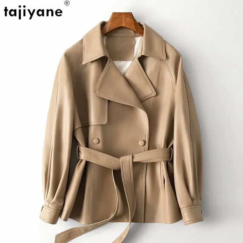 

Tajiyane High Quality 100% Real Leather Jacket Women Genuine Sheepskin Coat Chic Slim Leather Jackets Elegant Lace-up Chaquetas