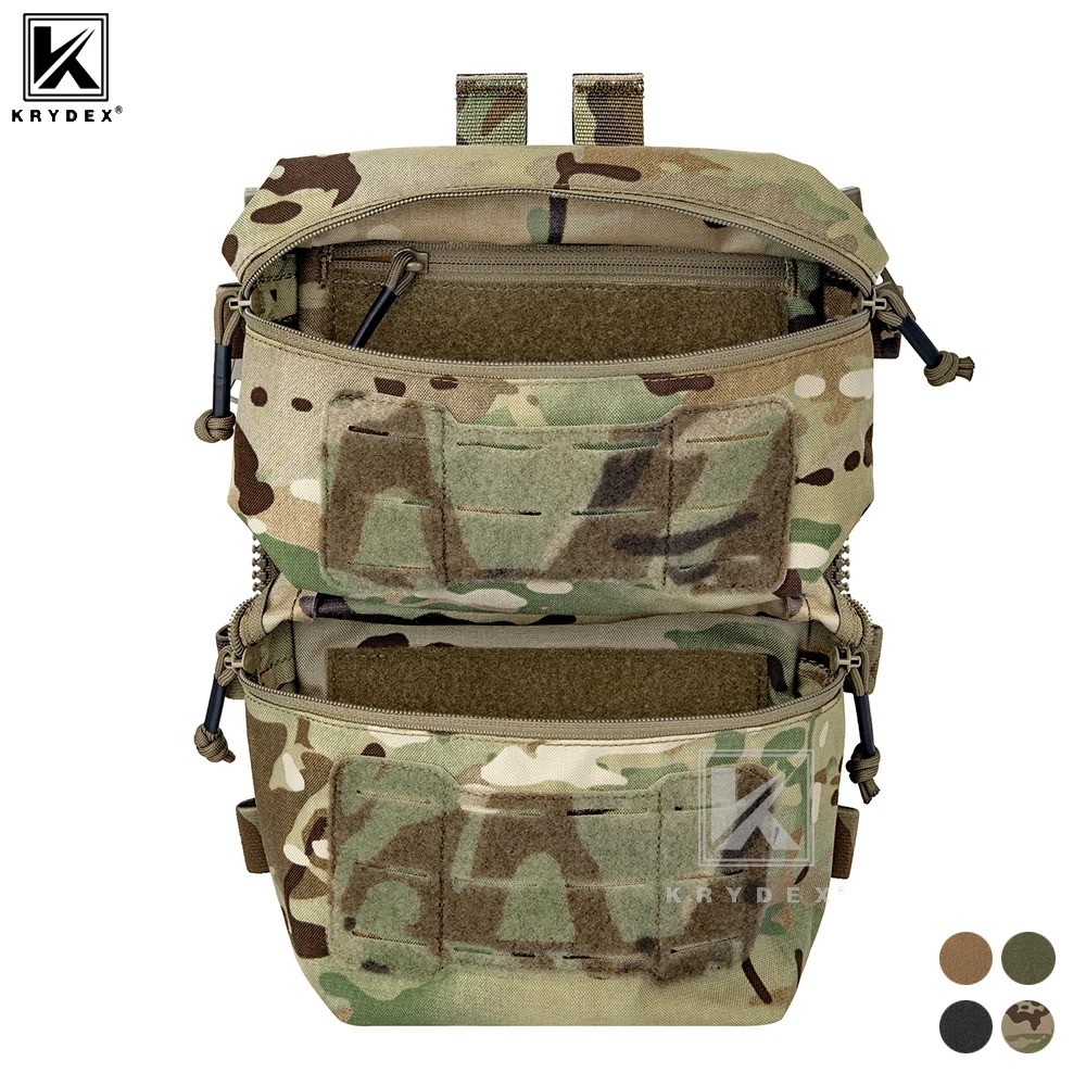 KRYDEX Tactical Back Panel Multipurpose Double Pouch Assault Zip On Modular Backpack for FCPC V5 Vest