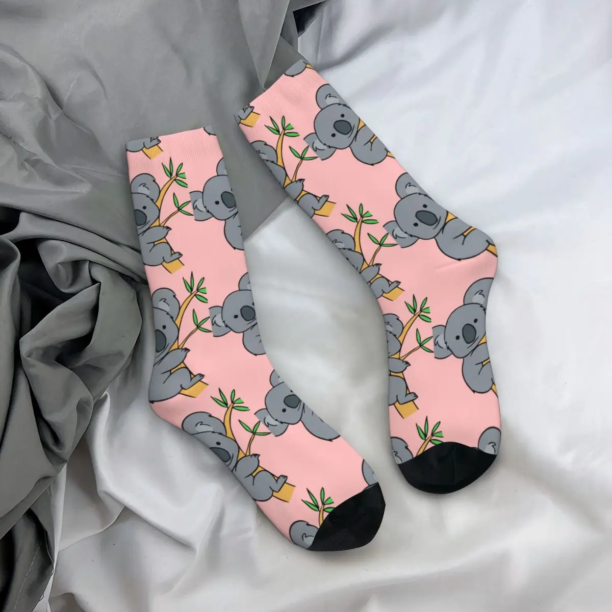 Pink Cute Koala Socks Wildlife Animal Teenage Pretty Mid Stockings Large Chemical Fiber Comfortable Training Socks