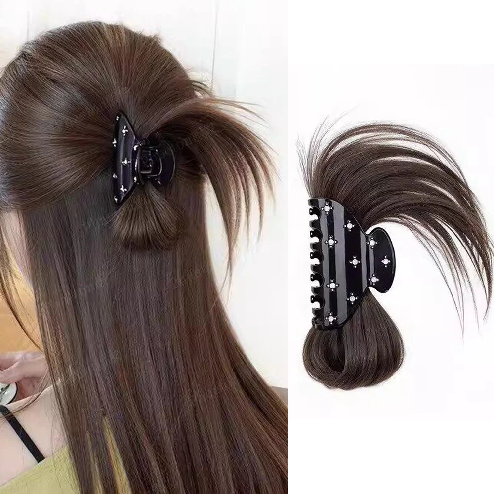 Fluffy Messy Bun Claw Clip Synthetic Hairpiece Heat Resistant Chignon Hair Accessories for Women Daily Party Wedding Retro