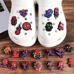 One Piece Spiderman PVC Shoe Decoration for Croc Charms Accessories DIY Shoe Crocs for Jibz Buckle Wholesale Kid Boy Gifts Set