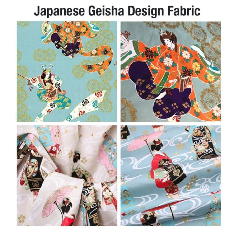 100cm Retro Japanese Dancing Geisha Fabric Cotton Bronzing Fabric For Diy Clothes Kimono Cheongsam Table Cloth Sewing Patchwork