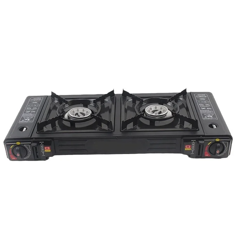 

Portable Double Gas Cooktop Cast Iron Table Stove with Electronic Ignition for Outdoor Camping & Hotels