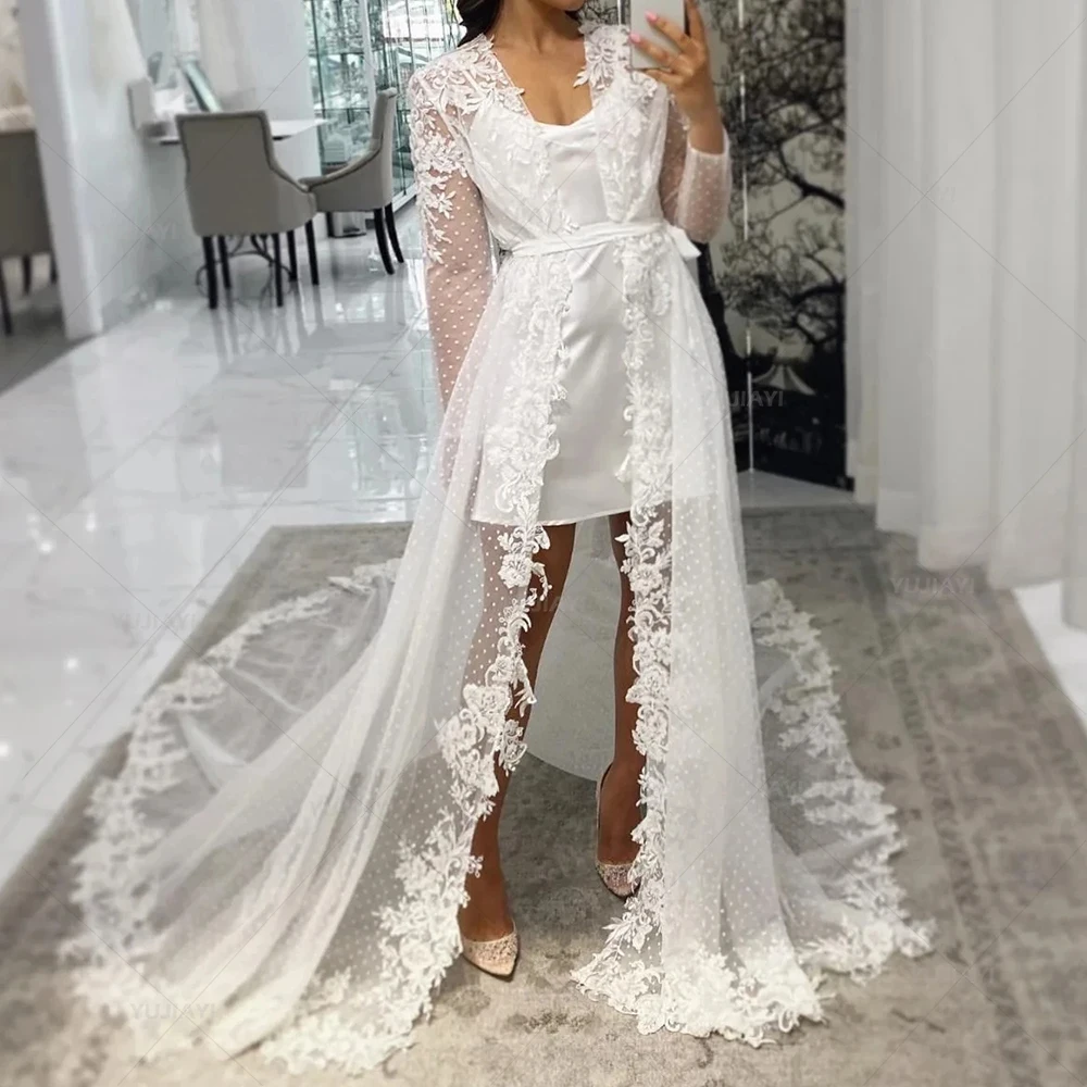 Bridal Appliqued Lace Dress for Photoshoot Tulle Women Robe Maxi Gown Wedding Anniversary Bride Boudoir Sleepwear Nightwear