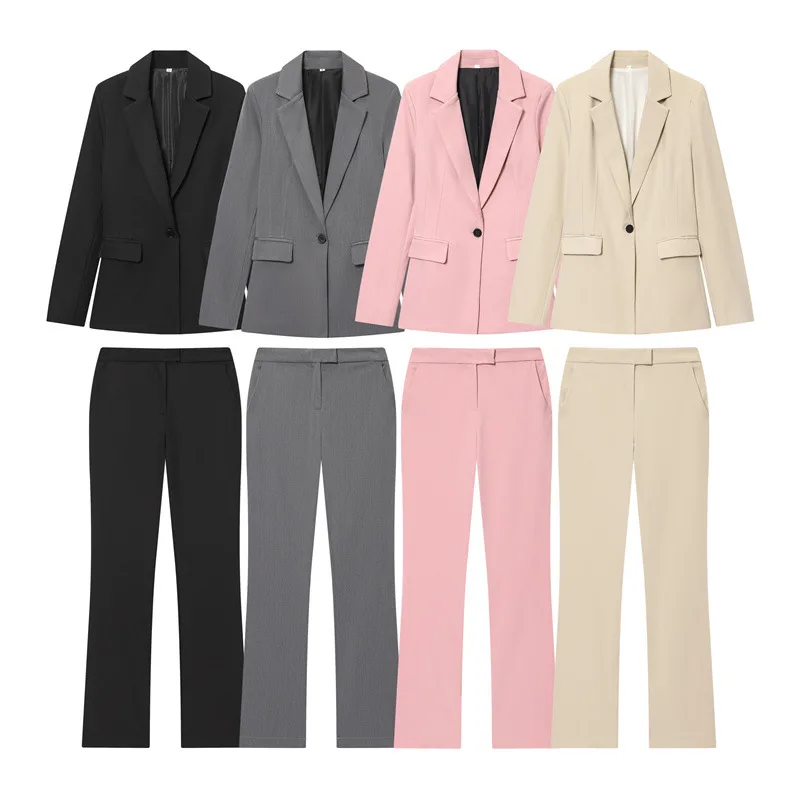 

Зимний новый приталенный пиджак с длинными рукавами, расклешенные брюки, модный костюм