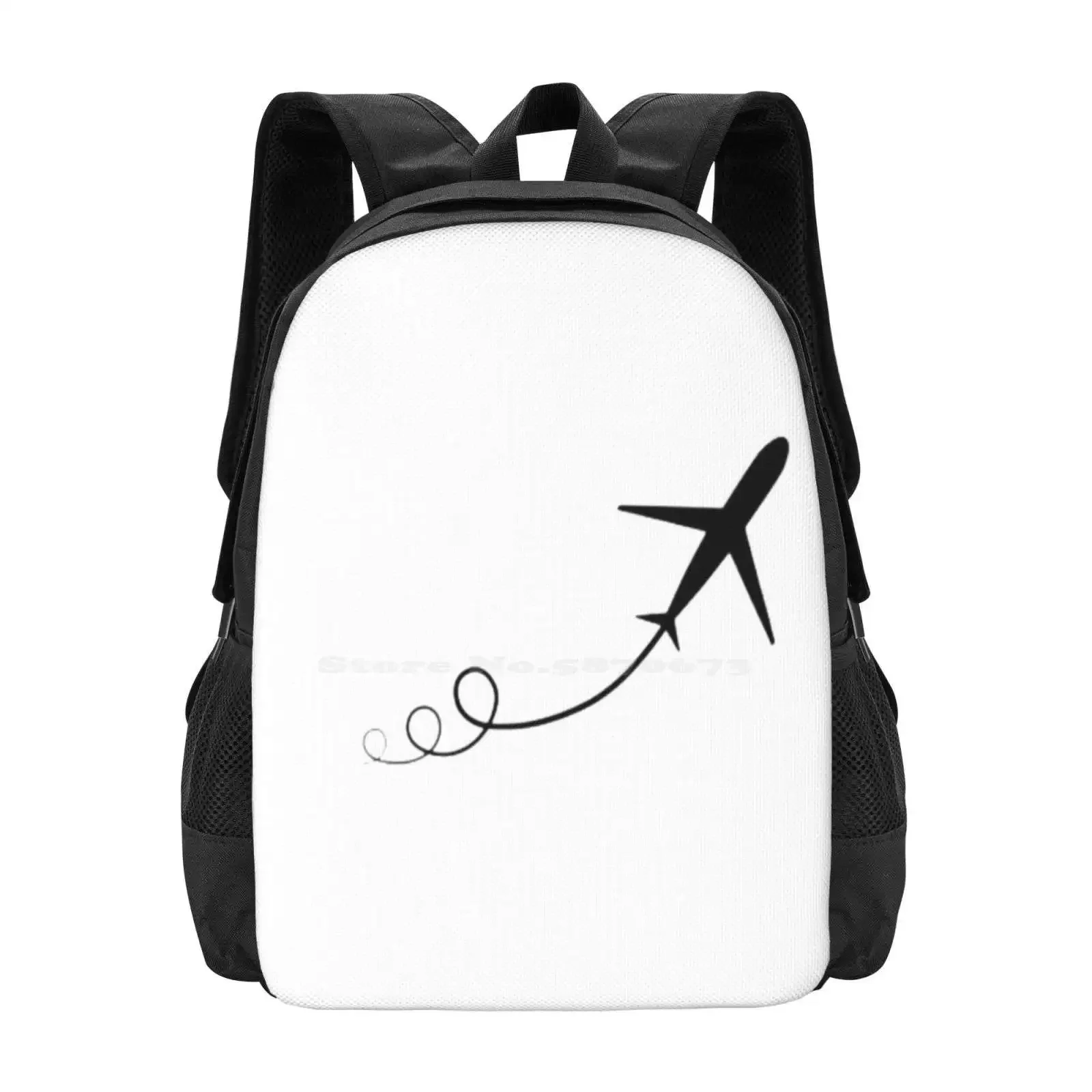 

Школьные сумки для самостоятельного съема для девочек-подростков, дорожные сумки для ноутбуков, самолет, контур полета, символ, черное авиационное приложение