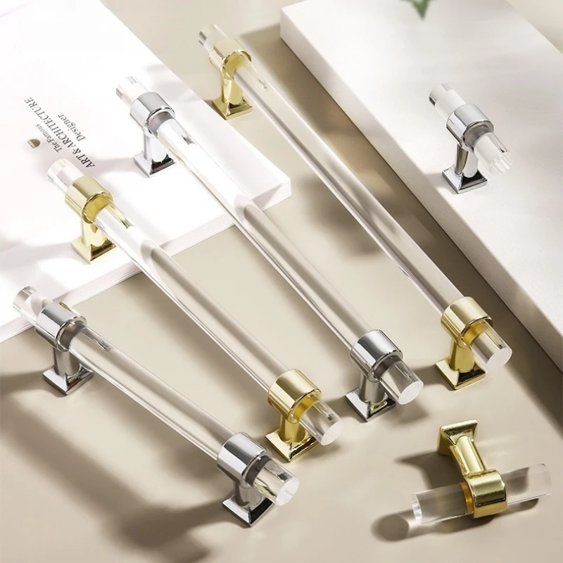 Acrylic Cabinet Door Handle Cabinet Transparent Crystal Drawer Wardrobe Door Handle Kitchen Bedroom Plexiglass Furniture Handle