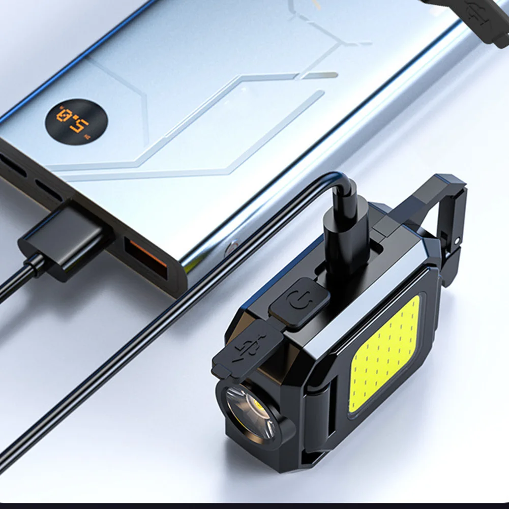 XPE-luz LED COB para llavero, luz de trabajo de bolsillo de 1000LM, 800mAh, recargable por USB tipo C, IPX4, impermeable, para acampar al aire libre y senderismo